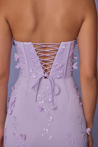 Lace-Up Corset Maxi Dress in Lilac