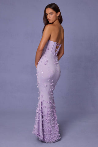 Lace-Up Corset Maxi Dress in Lilac