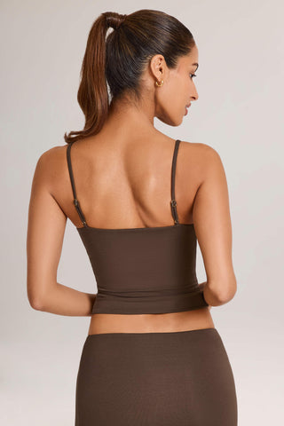 Modal Scoop-Neck Tank Top in Chocolate Brown