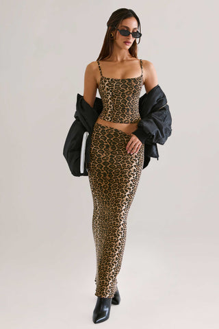 Modal Scoop-Neck Tank Top in Leopard Print
