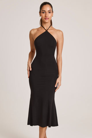 Modal Halterneck Midaxi Dress in Black