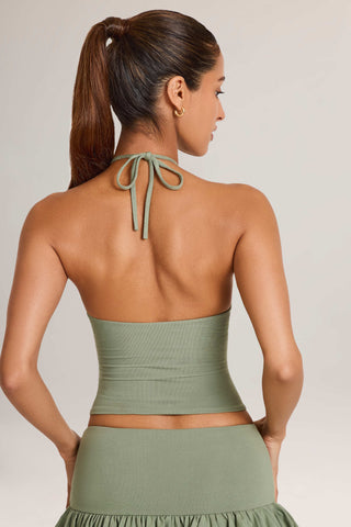 Modal Halterneck Top in Sage Green