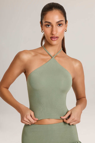 Modal Halterneck Top in Sage Green