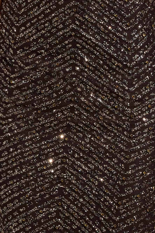 Embellished Scoop-Neck Maxi Dress in Brown