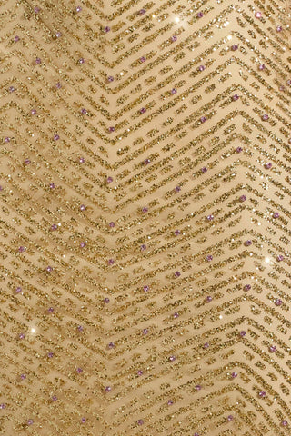 Embellished Scoop-Neck Maxi Dress in Gold