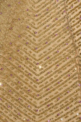 Embellished Halterneck Mini Dress in Gold