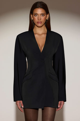 Single-Breasted Blazer Mini Dress in Black