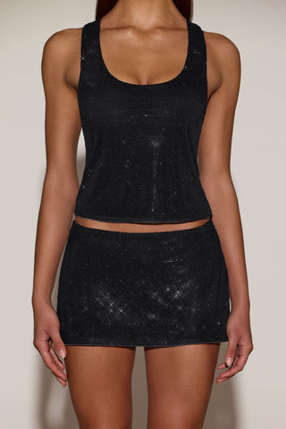 Embellished Racerback Top in Black