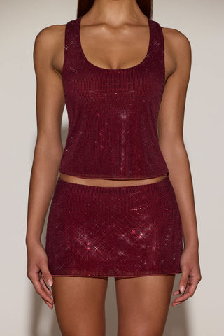 Embellished Racerback Top in Burgundy