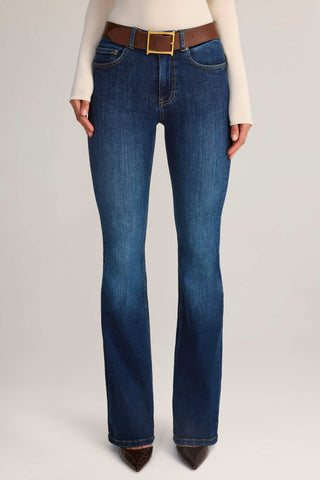 Mid-Rise Flared Jeans in Indigo