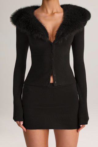 Knit Mid-Rise Mini Skirt in Black