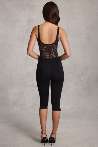 Cropped Capri Trousers in Black