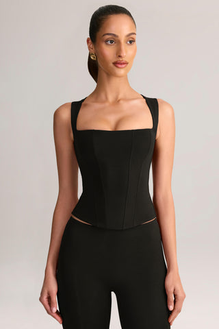 Modal Square-Neck Corset Top in Black