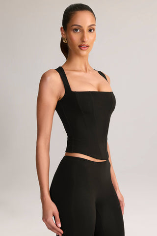 Modal Square-Neck Corset Top in Black