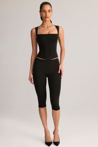 Modal Square-Neck Corset Top in Black