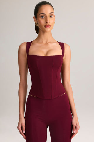 Modal Square-Neck Corset Top in Wine