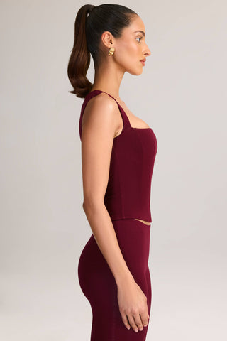 Modal Square-Neck Corset Top in Wine
