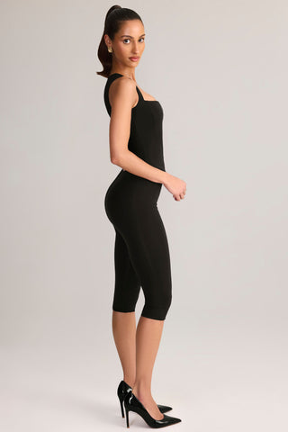 Modal Mid-Rise Capri Leggings in Black