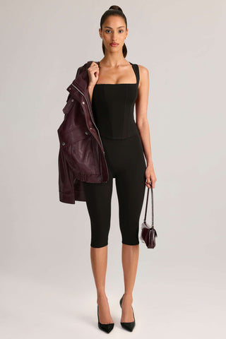 Modal Mid-Rise Capri Leggings in Black