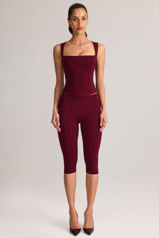 Modal Mid-Rise Capri Leggings in Wine