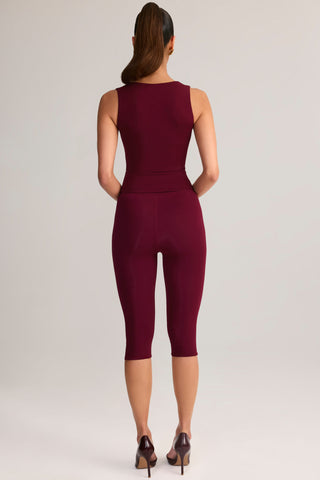 Modal Mid-Rise Capri Leggings in Wine