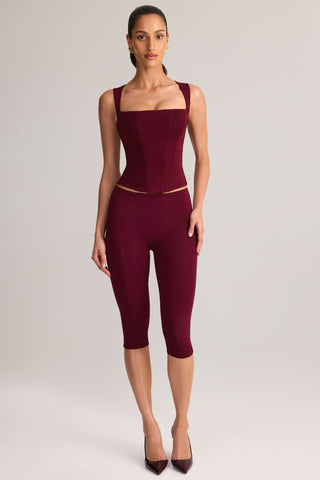 Modal Mid-Rise Capri Leggings in Wine