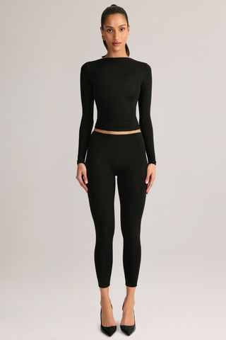 Modal Mid-Rise Leggings in Black