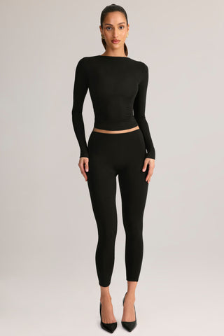 Modal Mid-Rise Leggings in Black