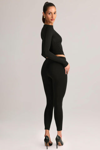 Modal Mid-Rise Leggings in Black