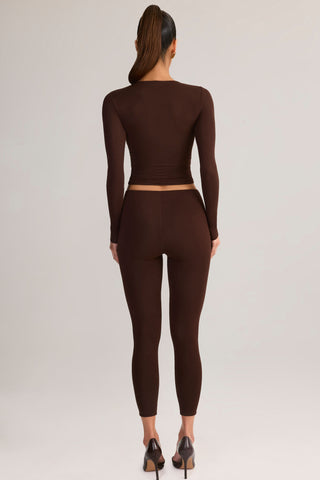 Modal Mid-Rise Leggings in Chocolate Brown