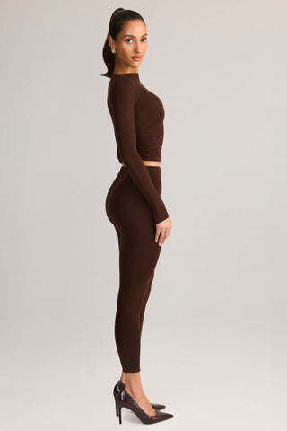 Modal Mid-Rise Leggings in Chocolate Brown