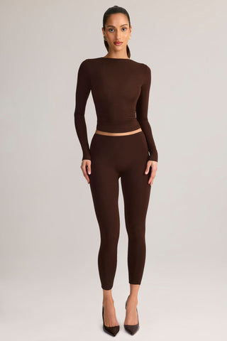 Modal Mid-Rise Leggings in Chocolate Brown