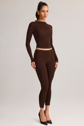 Modal Mid-Rise Leggings in Chocolate Brown