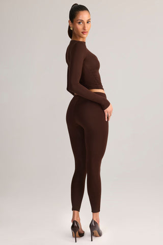 Modal Mid-Rise Leggings in Chocolate Brown