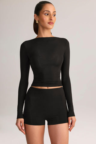 Modal High-Rise Mini Shorts in Black