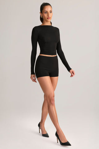 Modal High-Rise Mini Shorts in Black