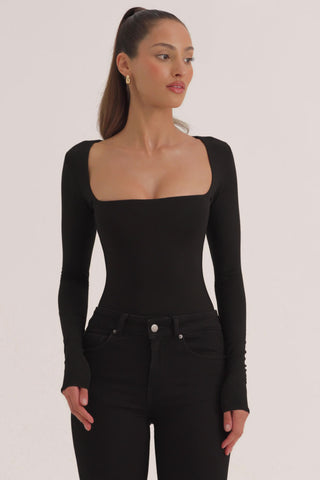 Modal Square-Neck Top in Black