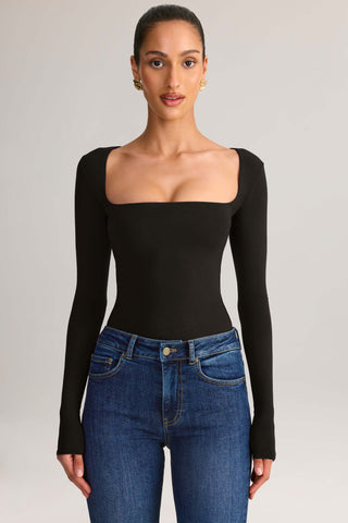 Modal Square-Neck Top in Black