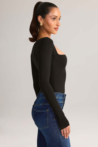 Modal Square-Neck Top in Black