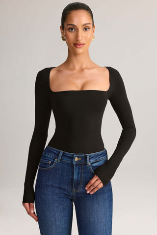 Modal Square-Neck Top in Black