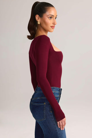 Modal Square-Neck Top in Wine