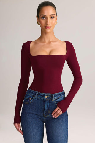 Modal Square-Neck Top in Wine