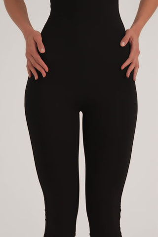 Modal Square-Neck Capri Jumpsuit in Black