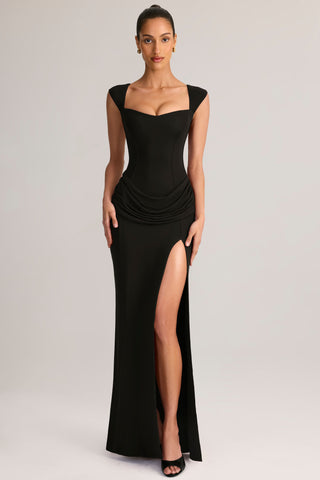 Modal Sweetheart-Neck Maxi Dress in Black