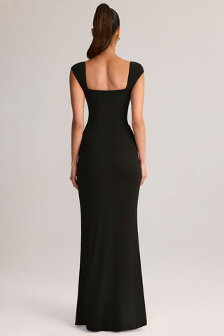 Modal Sweetheart-Neck Maxi Dress in Black