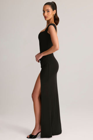 Modal Sweetheart-Neck Maxi Dress in Black