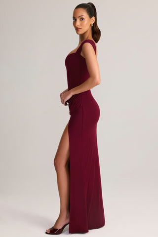 Modal Sweetheart-Neck Maxi Dress in Wine