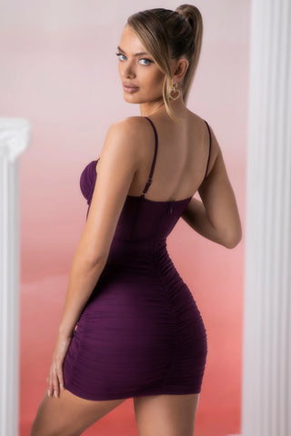 Lace Up Mini Dress in Wine