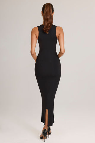 Square Neck Midi Dress in Black