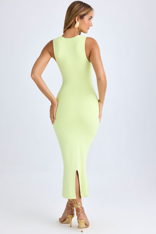 Square Neck Midi Dress in Matcha Green